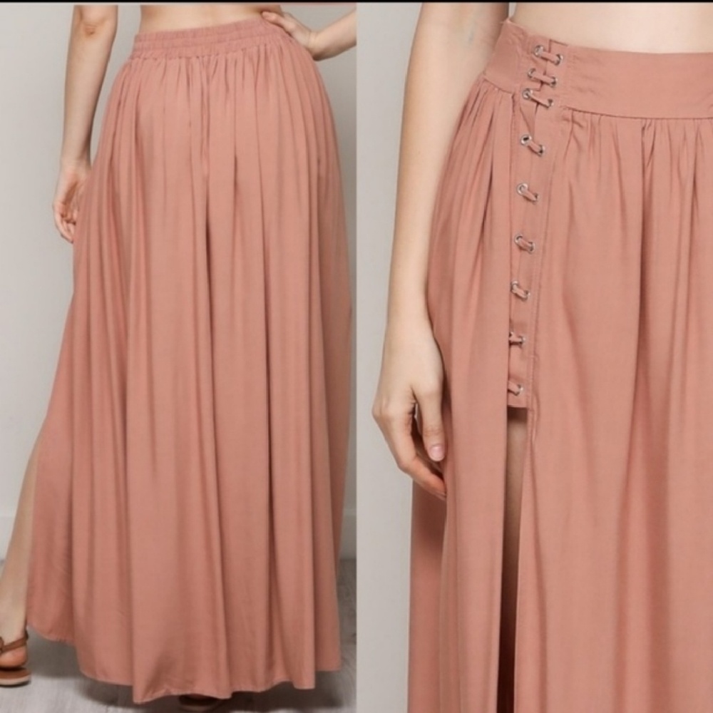 🚫SOLD🆕️Mustard Seed Dual Slit Maxi Skirt Sz Med - Picture 3 of 7